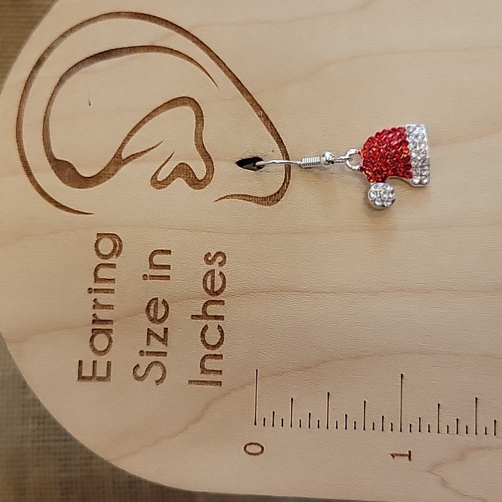 🔥LAST PAIR🔥 Santa Hat Sparkle Drop Earrings - Picture 4 of 6